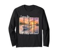 Living Life One Cruise at a Time Island Sunset Ship Art Long Sleeve T-Shirt
