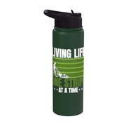Living Life One Stripe at a Time Lawn Mowing Striping Grass Stainless Steel Insulated Water Bottle