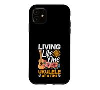 Living Life One Ukulele At A Time Floral Tropical Sunset Case for iPhone 11