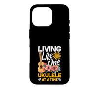 Living Life One Ukulele At A Time Floral Tropical Sunset Case for iPhone 16 Pro