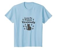 Living My 9 Lives Vicariously Cat Lover Humor T-Shirt, Kids, Baby Blue, 2 Years