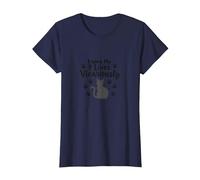 Living My 9 Lives Vicariously Cat Lover Humor T-Shirt, Women, Navy, L