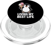 Living My Best Life Funny Penguin Ice Cream Humor PopSockets PopGrip for MagSafe