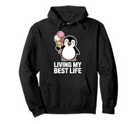 Living My Best Life Funny Penguin Ice Cream Humor Pullover Hoodie