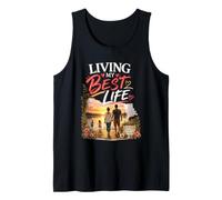 Living My Best Life Mom Wife Floral Sunset Design Tank Top