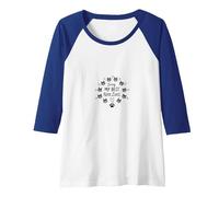 Living My Best Nine Lives Cat Lover Paw Print Raglan Baseball Tee, Women, Royal Blue/White, XL