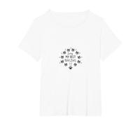 Living My Best Nine Lives Cat Lover Paw Print T-Shirt, Women's Plus, White, 5X