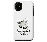 Living My Best Nine Lives Funny Cat Pun Case for iPhone 11