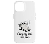 Living My Best Nine Lives Funny Cat Pun Case for iPhone 14