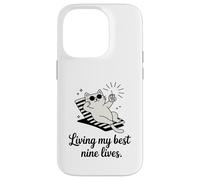 Living My Best Nine Lives Funny Cat Pun Case for iPhone 14 Pro