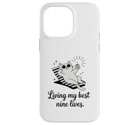 Living My Best Nine Lives Funny Cat Pun Case for iPhone 14 Pro Max