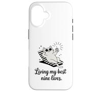 Living My Best Nine Lives Funny Cat Pun Case for iPhone 16