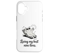 Living My Best Nine Lives Funny Cat Pun Case for iPhone 16 Plus
