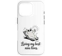 Living My Best Nine Lives Funny Cat Pun Case for iPhone 16 Pro