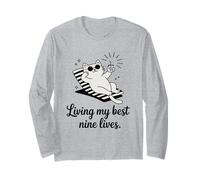 Living My Best Nine Lives Funny Cat Pun Long Sleeve T-Shirt