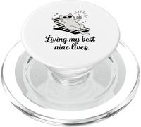 Living My Best Nine Lives Funny Cat Pun PopSockets PopGrip for MagSafe