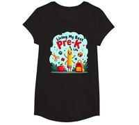 Living My Best Pre-K Life: Joyful School Adventure Begins T-Shirt, Girls, Black, XS