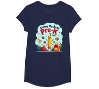 Living My Best Pre-K Life: Joyful School Adventure Begins T-Shirt, Girls, Navy, XS