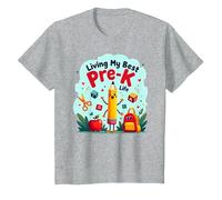 Living My Best Pre-K Life: Joyful School Adventure Begins T-Shirt, Kids, Heather Grey, 6 Years