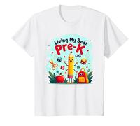 Living My Best Pre-K Life: Joyful School Adventure Begins T-Shirt, Kids, White, 10 Years