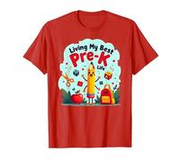 Living My Best Pre-K Life: Joyful School Adventure Begins T-Shirt, Men, Red, 3XL