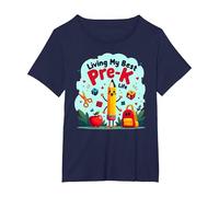 Living My Best Pre-K Life: Joyful School Adventure Begins T-Shirt, Women's Plus, Navy, 1X