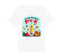 Living My Best Pre-K Life: Joyful School Adventure Begins T-Shirt, Women's Plus, White, 3X