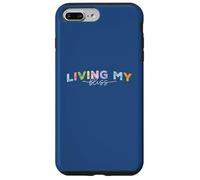 Living My Bliss, Bright Pastel Lettering Inspirational Grap Case for iPhone 7 Plus/8 Plus