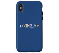 Living My Bliss, Bright Pastel Lettering Inspirational Grap Case for iPhone X/XS