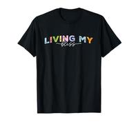 Living My Bliss, Bright Pastel Lettering Inspirational GRAP T-Shirt