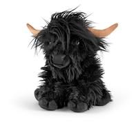 Living Nature AN648 Black Highland Cow Sitting Fluffy Soft Plush Toy