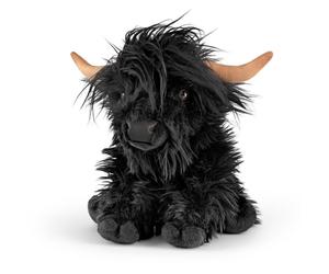 Living Nature AN648 Black Highland Cow Sitting Fluffy Soft Plush Toy