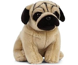 Living Nature Pug, Realistic Soft Cuddly Dog Toy, Naturli Eco-Friendly Plush, 19cm