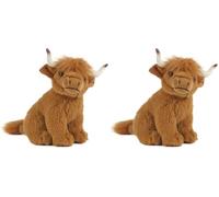 Living Nature Small Highland Cow, Realistic Soft Cuddly Farm Toy, Naturli Eco-Friendly Plush, 16cm (Pack of 2)