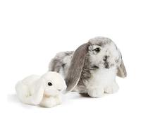Living Nature Soft Toy Gift Bundle - Grey Dutch Lop Ear Rabbit (30cm) & Baby Bunny (16cm)