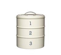 Living Nostalgia Traditonal Style 3 Tier Airtight Cake Tin Set -Antique Cream