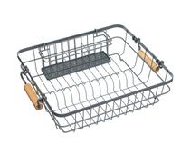 Living Nostalgia Wire Dish & Cutlery Drainer with Pair of Wooden Handles