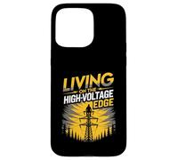 Living On The High Voltage Edge Utility Tower Lineman Case for iPhone 15 Pro Max
