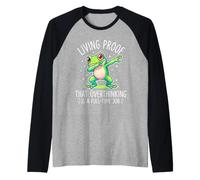 Living Proof that Overthinking is A Full Time Job Funny Frog Raglan Baseball Tee