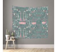 Living Room 60x51 InchRomantic Paris Eiffel Tower Bycicle Tapestry Backdrop Wall Hanging Flag Indoor Outdoor Wall Art Tapestries Wall Decor Blanket Beach Throws Funny Banner Poster for Dorm, Bedroom
