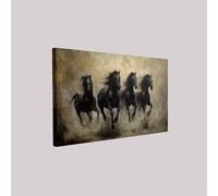 Living Room A scene of galloping horses Canvas Artwork 50 x 40 cm Black Framed Picture Print Modern Wall Decoration for Bedroom Hallway Office