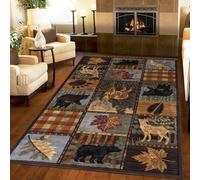 Living Room Area Rug 3D Forest Animals Boys Teenagers Game Play Room Anti-Slip Vintage Patchwork Plaid Carpet Washable Home Decor For Living Room Entryway Bedroom Kids Room Floor Mat 80x120 cm 8P-73