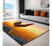 Living Room Area Rugs 120 x 170 cm, Machine Washable Animal Boulder Chicken Printed Rectangle Rug - Sunrise Landscape Non-slip Decoration Carpet Soft Low-pile Floor Decorate Carpets for Bedroom