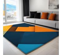 Living Room Area Rugs 120 x 170 cm, Machine Washable Geometry Stripes Squares Printed Rectangle Rug - Minimalism Non-slip Decoration Carpet Soft Low-pile Floor Decorate Carpets for Bedroom