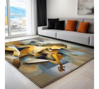 Living Room Area Rugs 80 x 150 cm, Machine Washable Geometry Violin Girl Printed Rectangle Rug - Cubism Non-slip Decoration Carpet Soft Low-pile Floor Decorate Carpets for Bedroom