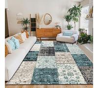 Living Room Area Rugs Bedroom Carpet 130 x 150 cm Non-Shedding Resistant Dining Room Foyer Rug Retro geometric gray green