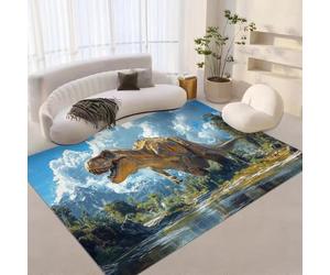 Living Room Area Rugs, Dinosaur Bedroom 3D Wild Animals Forests Plants Pattern Soft Short Pile Non Slip Fluffy Large Rug for Garden Home Hallway Outdoor Entrances Staircase Decoration 180x240 cm Q-647