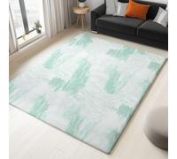 Living Room Area Rugs Green Art Graffiti 80x150cm Washable Area Rug Soft Faux Wool Carpet, with Non Slip Backing, Bedroom Dining Room Office Floor Mat, Easy Care