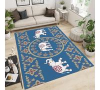Living Room Area Rugs, Thai Elephant Bedroom 3D Mandala Wild Animals Pattern Soft Short Pile Non Slip Fluffy Large Rug for Garden Home Hallway Outdoor Entrances Staircase Decoration 100x150 cm Q-12