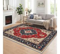 Living Room Area Rugs Traditional Classical Oriental, Washable Large Medal Medal Pattern Floral Rug 60 x 90 cm Non-Slip Low-pile Soft Carpets for Kids Nursery Office Dining Kitchen Decor